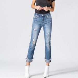 NWT High rise uneven cuffed hem crop straight jean
